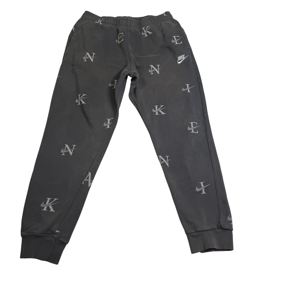 Nike Jogger Pants Mens Medium Grey Excellent Monogram Print Fleece DQ5088-060